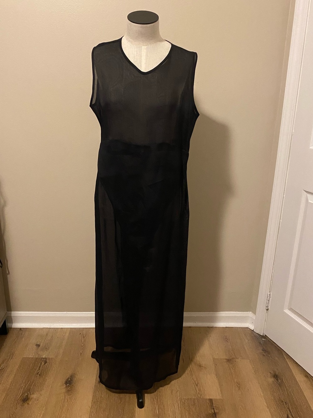 Sleeveless Black Sheer Maxi Dress - Elegant Women's Evening Dress